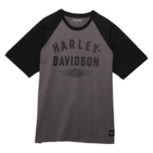 96336-23vm Harley 96336-23VM MEN&#39;S STAPLE WINGED RAGLAN - COLORBLOCKED - BLACKENED  PEARL